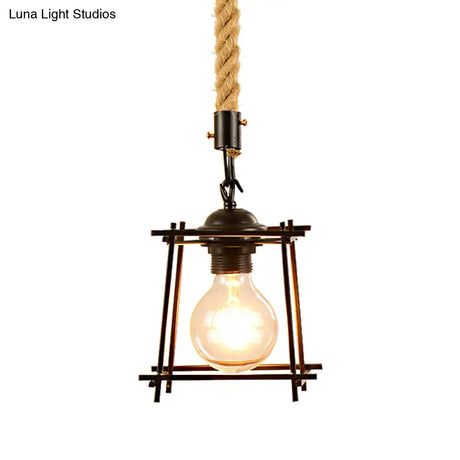 Vintage Metal Pendant Light With Square/Bottle Shade - 1-Light Hanging Ceiling Fixture For Dining