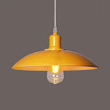 Vintage Metal Saucer Shade Pendant Ceiling Light: Green/Red Stylish 1-Light Fixture For Table Yellow