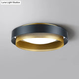 Vintage Metal Surface Ceiling Light - 2 - Circle 2 - Light Flush Mount Fixture (Black/White -