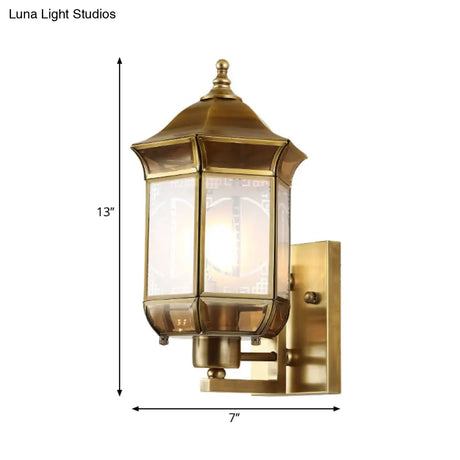 Vintage Metal Wall Sconce Lamp: 1 Head Gold Lighting Fixture For Stairway