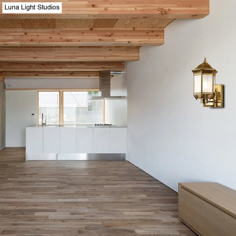 Vintage Metal Wall Sconce Lamp: 1 Head Gold Lighting Fixture For Stairway