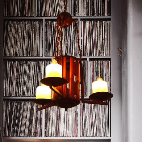 Vintage Metallic 3-Light Dark Tan Candle Chandelier For Bedroom Pendant Lighting Deep