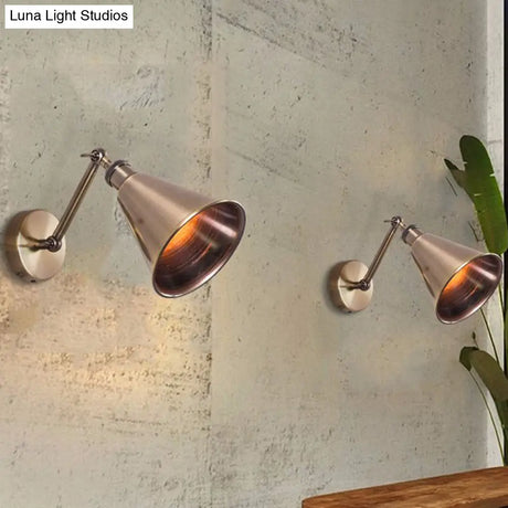 Vintage Metallic Brass Wall Sconce With Adjustable Arm