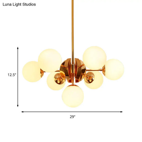 Vintage Milk Glass Chandelier Pendant Light With 7/13 Hanging Lights - Gold Finish