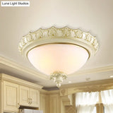 Vintage Opal Frosted Glass Flushmount Ceiling Light In White - 2/3 - Bulb Bowl Style Various Widths