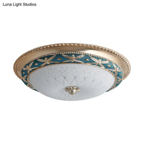 Vintage Opal Glass Bowl Shade Foyer Ceiling Lighting Sky Blue/Green Led Flush Mounted Light Fixture