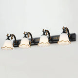 Vintage Opal Glass Floral Wall Sconce For Bathroom Vanity Lighting 4 / Black Morning Glory