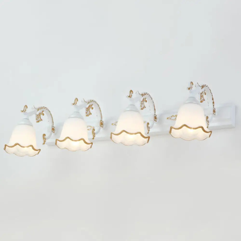 Vintage Opal Glass Floral Wall Sconce For Bathroom Vanity Lighting 4 / White Morning Glory