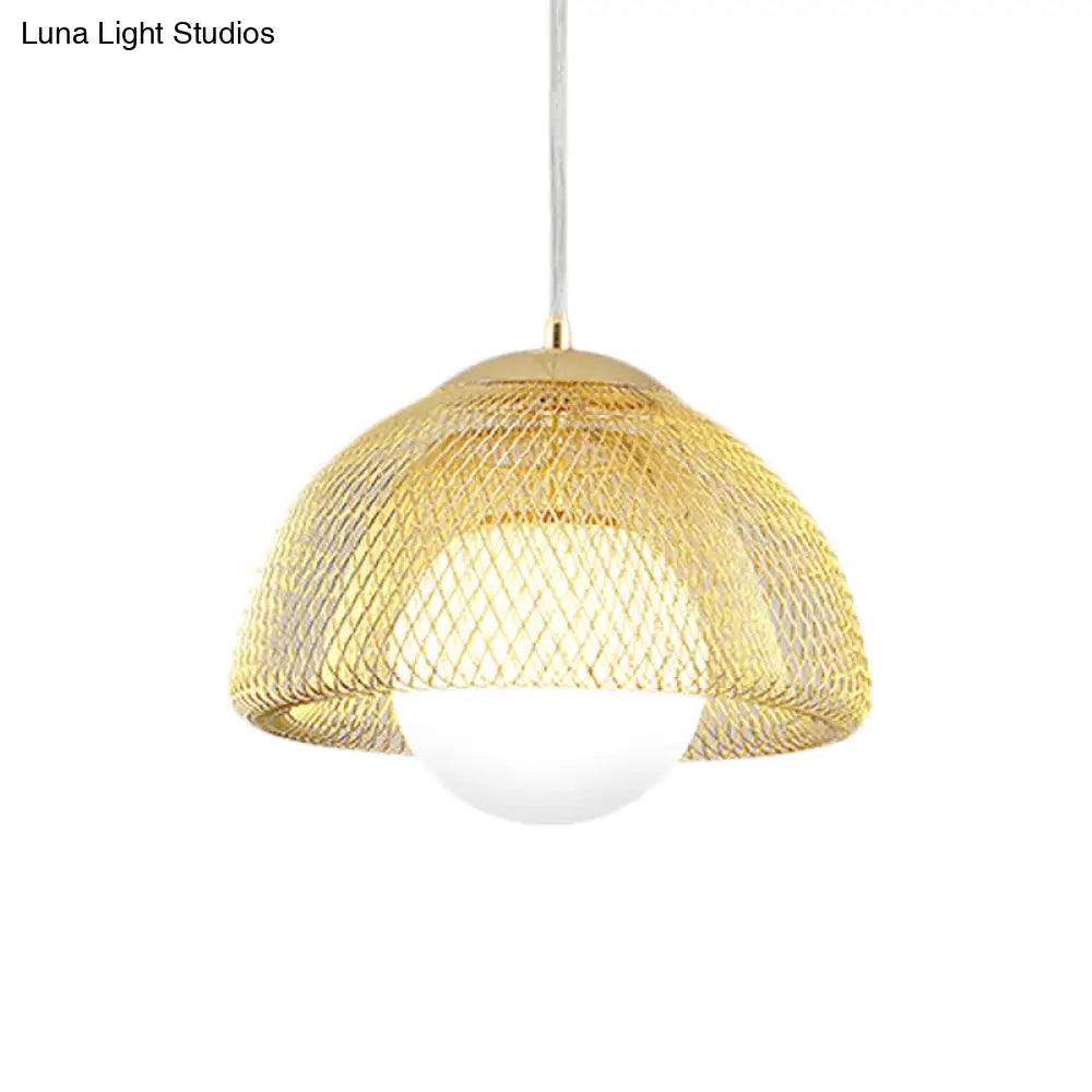 Vintage Opal Matte Glass Globe Pendant Light - 12’/16’ Wide 1 Hanging Lamp In Gold With Dual