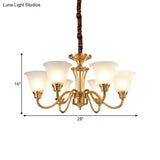 Vintage Opaline Glass Hanging Lamp Kit With 3/5 Bulbs - Brass Finish Down Lighting Pendant For