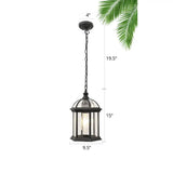 Vintage Outdoor Hanging Pendant Light With Clear Glass Birdcage Design Black / 9.5