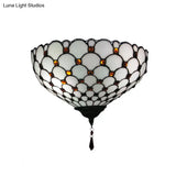 Vintage Outdoor Wall Sconce With White Glass Bowl Shade - Fish Scale Design 1 Light