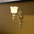 Vintage Petal Sconce Light Fixture - Opal Glass Wall Lamp In Brass For Bedroom 1 /