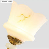 Vintage Petal Sconce Light Fixture - Opal Glass Wall Lamp In Brass For Bedroom