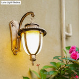Vintage Porch Wall Lantern With Milk Frosted Glass Shade - Small/Large Black/Brass Options Brass /
