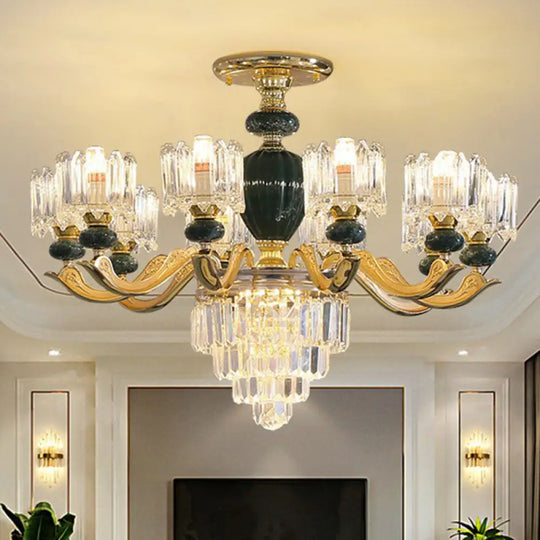 Vintage Prismatic Crystal Chandelier - Elegant Dining Room Lighting Fixture 10 / Black