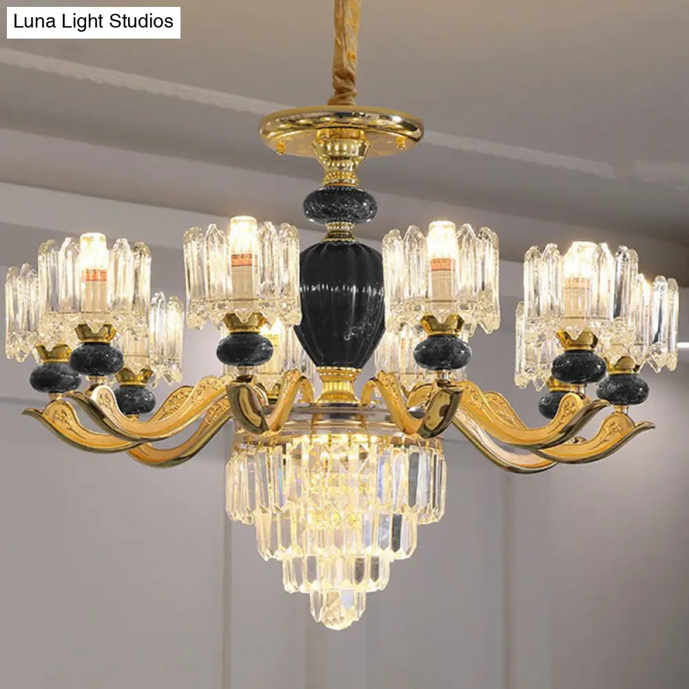 Vintage Prismatic Crystal Chandelier - Elegant Dining Room Lighting Fixture