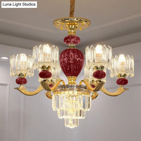 Vintage Prismatic Crystal Chandelier - Elegant Dining Room Lighting Fixture