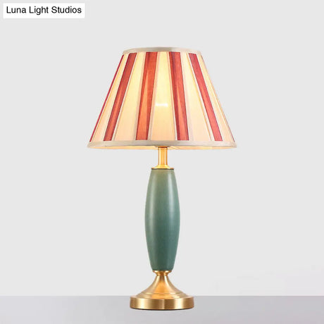 Vintage Red Conical Shade Nightstand Lamp For Your Living Room