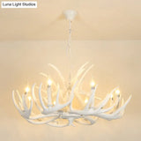 Vintage Resin Chandelier - Retro Dining Pendant Light Fixture In Deer Horn Shape