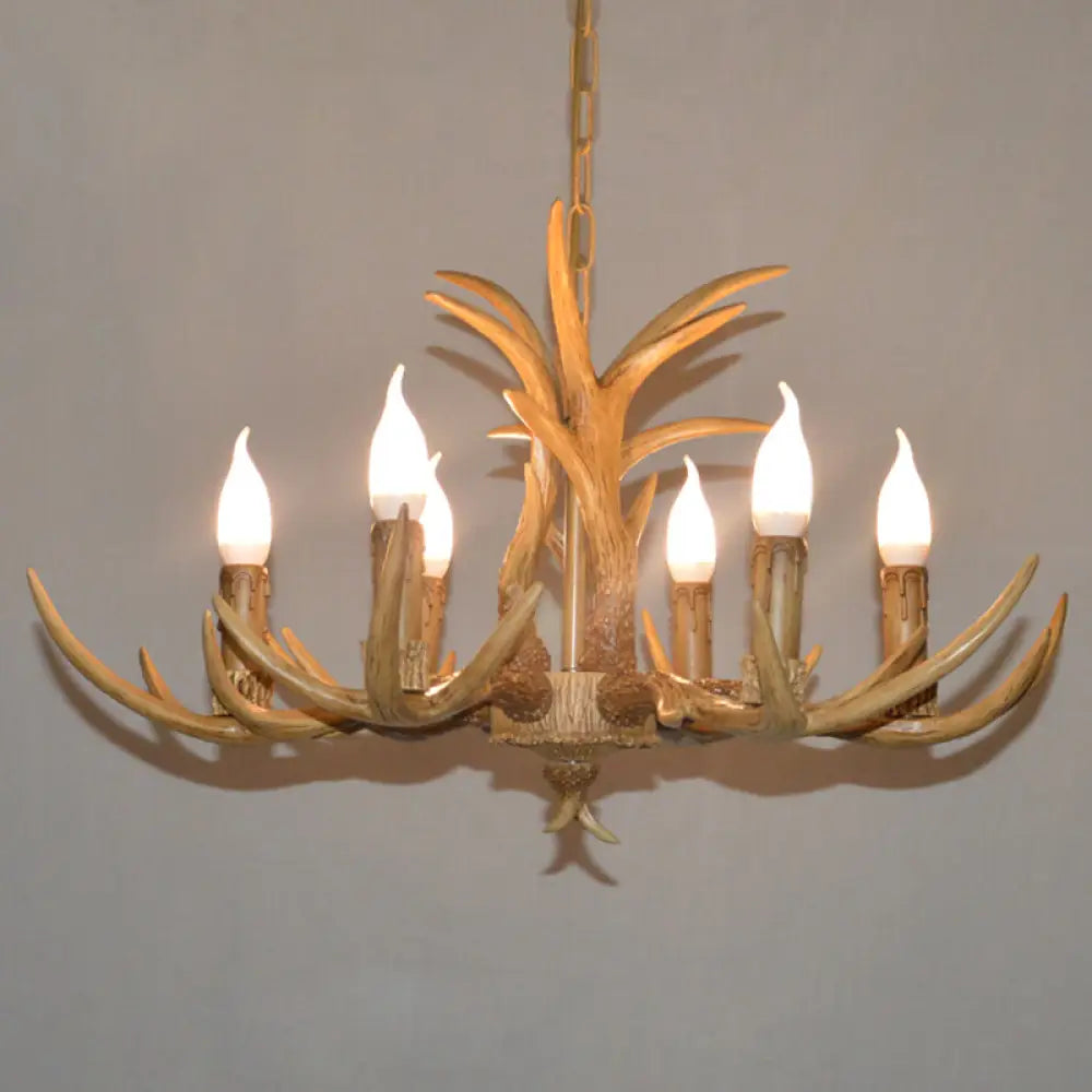 Vintage Resin Deer Horn Chandelier Pendant Light For Restaurants 6 / Beige