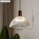 Vintage Ribbed Glass Bowl Pendant Light For Restaurants