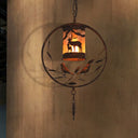 Vintage Rustic Cylinder Wall Sconce With Fabric Bird Accent - 1-Light Metal Lamp For Dining Room 1