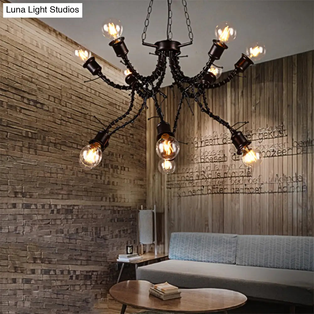 Vintage Rustic Iron Twig Arm Chandelier Pendant Lamp For A Stylish Cafe Vibe