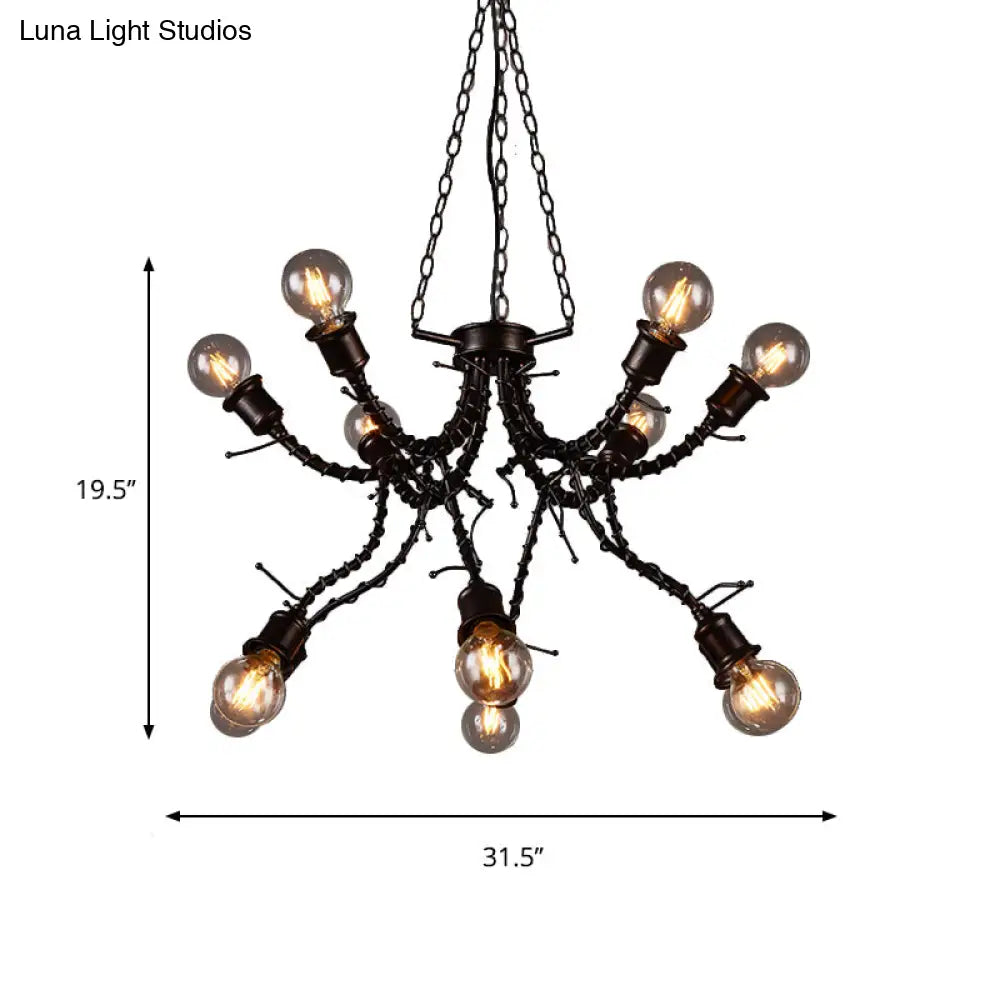 Vintage Rustic Iron Twig Arm Chandelier Pendant Lamp For A Stylish Cafe Vibe