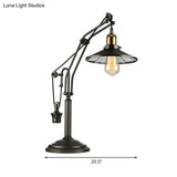 Vintage Saucer Shade Desk Light - Bronze Metal Reading Lamp For Study Room