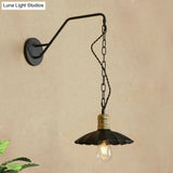Vintage Scalloped Black Wall Sconce Light With Metallic Finish And 1 Bulb For Dining Table 10/14