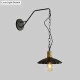 Vintage Scalloped Black Wall Sconce Light With Metallic Finish And 1 Bulb For Dining Table 10/14