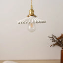 Vintage Scalloped Shade Pendant Ceiling Light - Single Hanging Lamp For Dining Room In Black/White