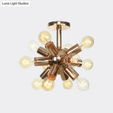 Vintage Semi-Flush Mount Ceiling Lamp With Chrome/Gold Sputnik Design Available In 6 9 Or 12 Lights