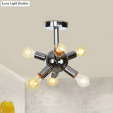 Vintage Semi-Flush Mount Ceiling Lamp With Chrome/Gold Sputnik Design Available In 6 9 Or 12 Lights