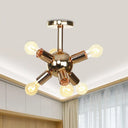 Vintage Semi-Flush Mount Ceiling Lamp With Chrome/Gold Sputnik Design Available In 6 9 Or 12 Lights
