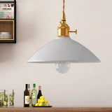 Vintage Single-Light Dome Shade Iron Pendant Light Fixture For Restaurant Ceiling - White/Pink/Blue