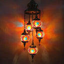 Vintage Stained Art Glass Chandelier - 5-Light Fixture For Bedroom Décor Orange/Blue Orange
