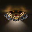 Vintage Stained Glass Dome Shade Ceiling Fixture - Victorian/Mediterranean/Baroque Pattern Flush
