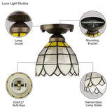 Vintage Stained Glass Domed Flush Mount Light Fixture For Bedroom