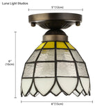 Vintage Stained Glass Domed Flush Mount Light Fixture For Bedroom