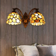 Vintage Stained Glass Domed Wall Light Fixture With 2-Light For Entryway Yellow
