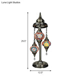 Vintage Stained Glass Floor Reading Lamp With 3 Heads - Blue/Orange And Yellow/White