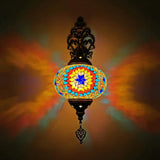 Vintage Stained Glass Globe Wall Sconce - Artistic Indoor Lamp With White/Red/Orange Lighting