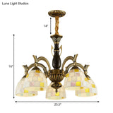 Vintage Stained Glass Mosaic Hanging Light With 5 Lights - Perfect For Indoor Living Spaces