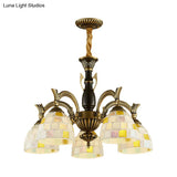 Vintage Stained Glass Mosaic Hanging Light With 5 Lights - Perfect For Indoor Living Spaces