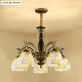 Vintage Stained Glass Mosaic Hanging Light With 5 Lights - Perfect For Indoor Living Spaces