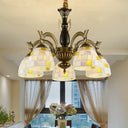 Vintage Stained Glass Mosaic Hanging Light With 5 Lights - Perfect For Indoor Living Spaces White