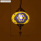 Vintage Stained Glass Spherical Hanging Pendant In Red/Blue/Yellow For Living Room