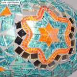 Vintage Stained Glass Spherical Hanging Pendant In Red/Blue/Yellow For Living Room